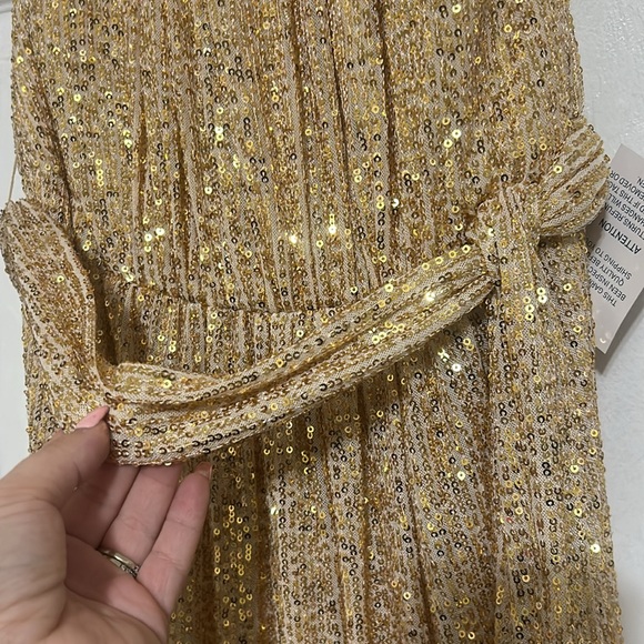 MAC DUGGAL Sequined Halter Neck Belted Soft Tie Dress 11281 NWT - Picture 9 of 9